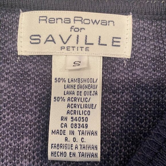 Women's Rena Rowan for Saville Petite Purple Checkered Cardigan Size Small - Picture 3 of 4